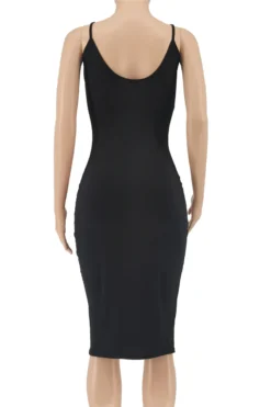 Plus Size Solid Color 2 Colors Summer Simple Sling Low Out Stretch Tight Dress Wholesale -Plus-Size Dresses Sales Store b23285
