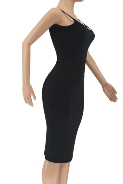 Plus Size Solid Color 2 Colors Summer Simple Sling Low Out Stretch Tight Dress Wholesale -Plus-Size Dresses Sales Store b23285 8