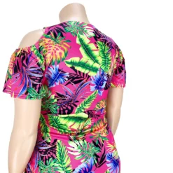 Summer Multicolor Batch Printing Plus Size XL-5XL Drawstring Lace-up Stretch Mini Dress Wholesale -Plus-Size Dresses Sales Store b24408 11