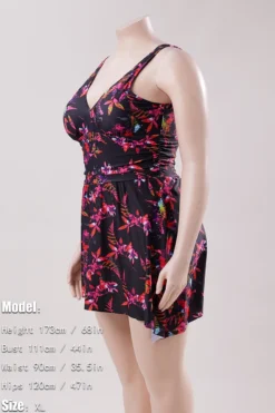 S-2XL Plus Size New Padded Flower & Leaf Batch Printing Split Backless Dress Style Sexy Two-piece Swimsuit Wholesale Two-Piece -Plus-Size Dresses Sales Store ba004046 xl 2