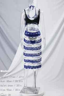 New Blue And White Stripe Knitted Hollow Sexy Beach Dress Cover-ups (without Swimwear) Wholesale -Plus-Size Dresses Sales Store ba006056 os r 3