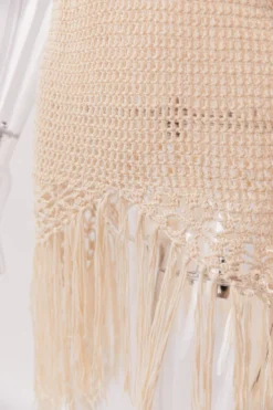 Sexy 2 Colors Hollow Crochet Tassel Halter-neck Dress Cover-ups(only Dress) Wholesale Cover-ups -Plus-Size Dresses Sales Store ba009748 beige s 4