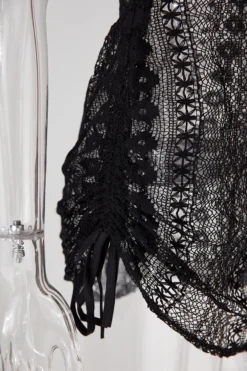 Sexy See Through Drawstring Beach Mini Dress Cover-ups(only Cover-ups) Wholesale -Plus-Size Dresses Sales Store ba009961 black s 4