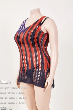 Sexy Plus Size American Flag Printing Cutout Knitted Beach Dress Cover-up #3 Wholesale Cover-ups -Plus-Size Dresses Sales Store ba011576 xl 2