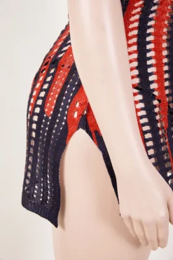 Sexy Plus Size American Flag Printing Cutout Knitted Beach Dress Cover-up #3 Wholesale Cover-ups -Plus-Size Dresses Sales Store ba011576 xl 6